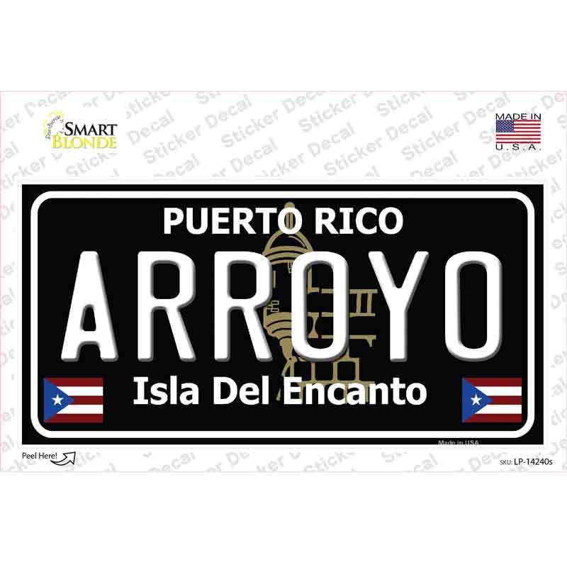 Arroyo Puerto Rico Black Novelty Sticker Decal Small