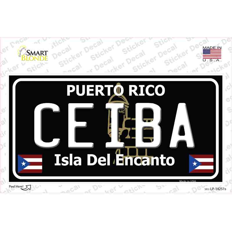 Ceiba Puerto Rico Black Novelty Sticker Decal Small