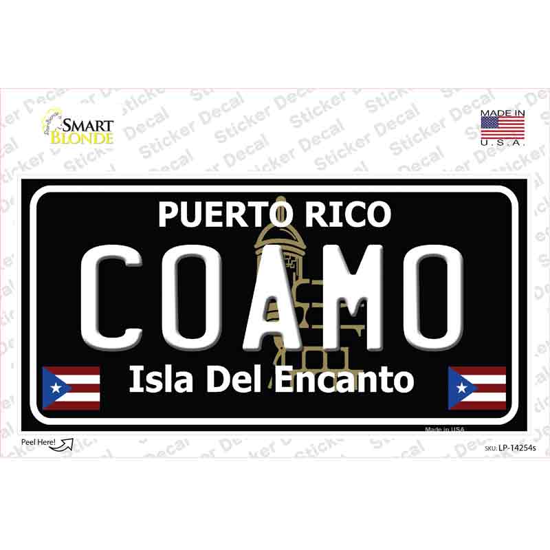 Coamo Puerto Rico Black Novelty Sticker Decal Small