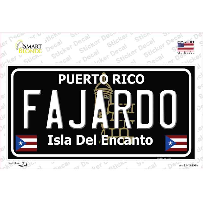 Fajardo Puerto Rico Black Novelty Sticker Decal Small