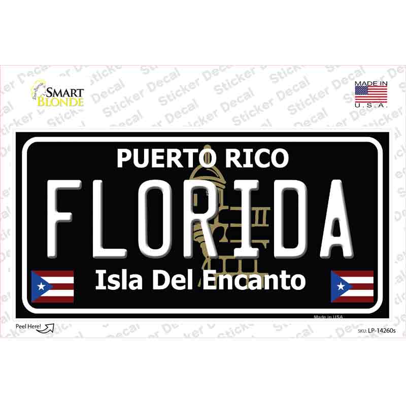 Florida Puerto Rico Black Novelty Sticker Decal Small