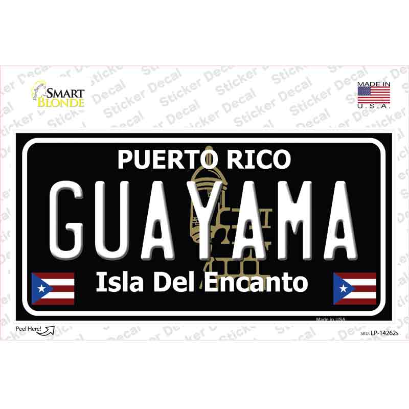 Guayama Puerto Rico Black Novelty Sticker Decal Small