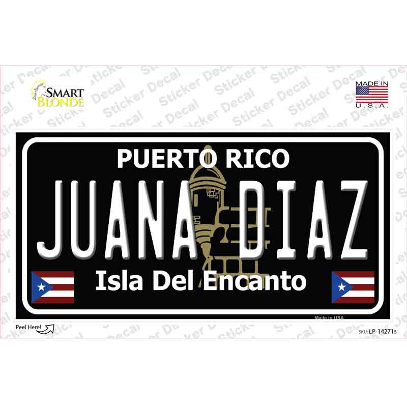 Juana Diaz Puerto Rico Black Novelty Sticker Decal Small