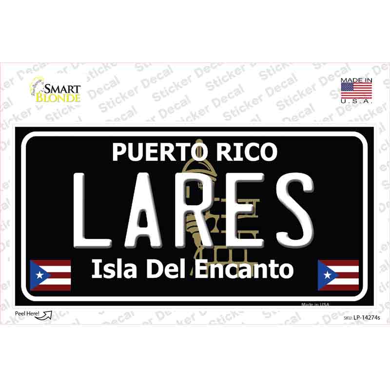 Lares Puerto Rico Black Novelty Sticker Decal Small