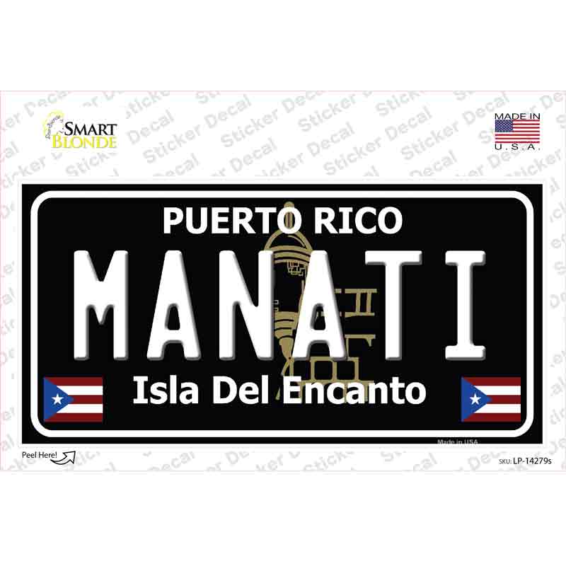 Manati Puerto Rico Black Novelty Sticker Decal Small