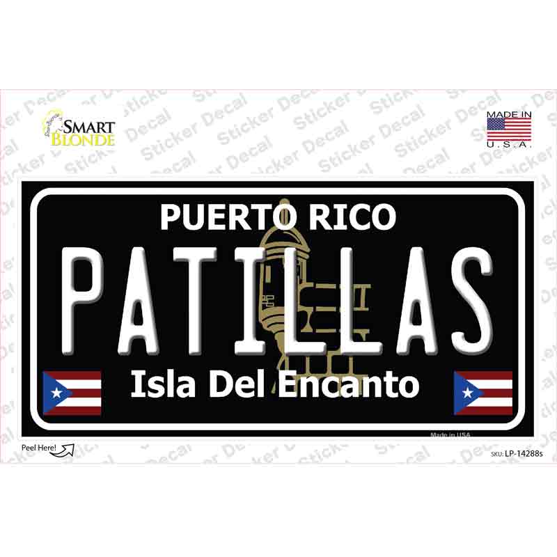 Patillas Puerto Rico Black Novelty Sticker Decal Small