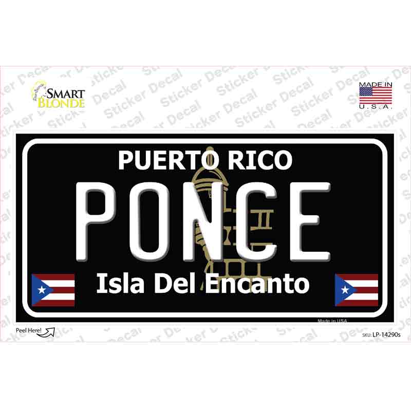 Ponce Puerto Rico Black Novelty Sticker Decal Small