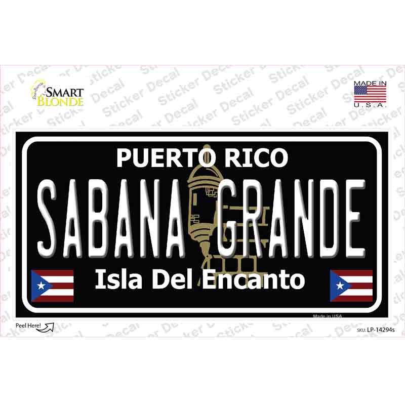 Sabana Grande Puerto Rico Black Novelty Sticker Decal Small