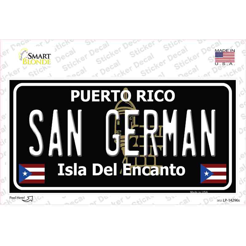 San German Puerto Rico Black Novelty Sticker Decal Small