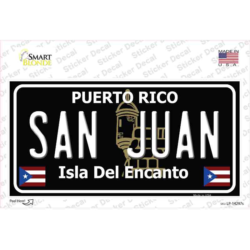 San Juan Puerto Rico Black Novelty Sticker Decal Small