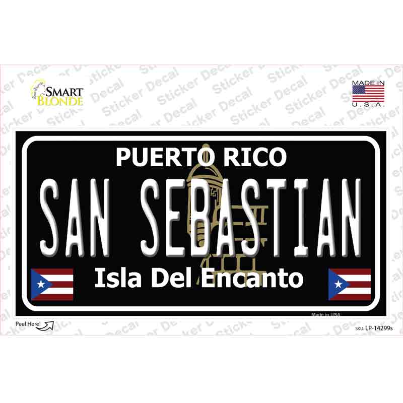 San Sebastian Puerto Rico Black Novelty Sticker Decal Small