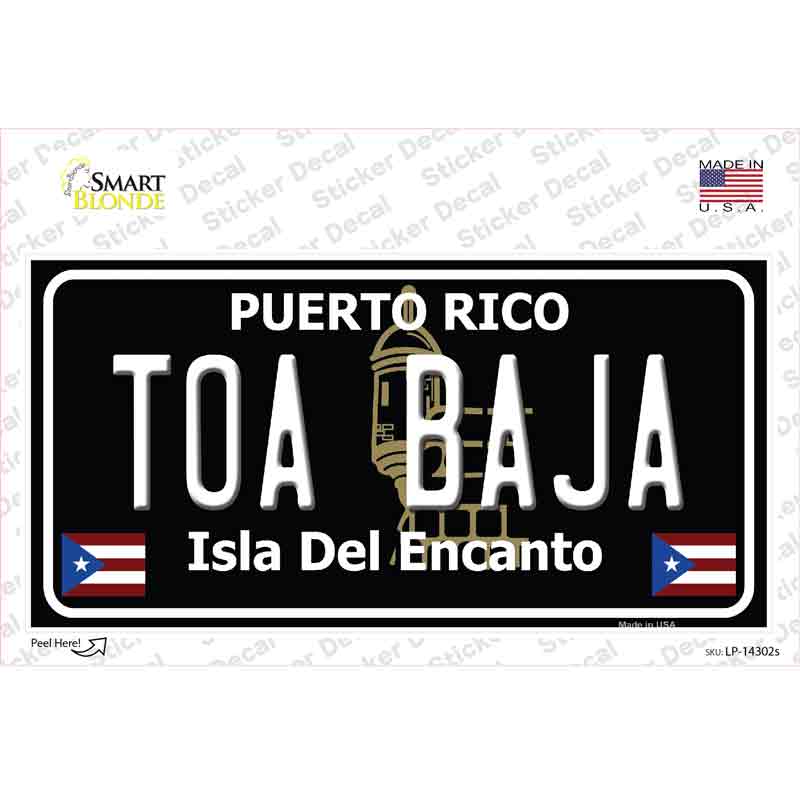 Toa Baja Puerto Rico Black Novelty Sticker Decal Small