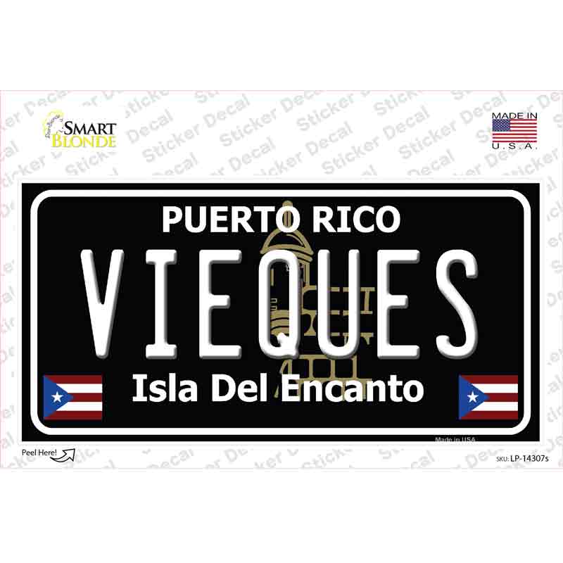 Vieques Puerto Rico Black Novelty Sticker Decal Small