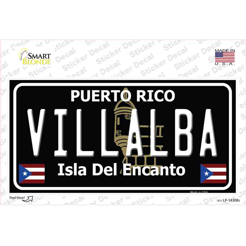 Villalba Puerto Rico Black Novelty Sticker Decal Small