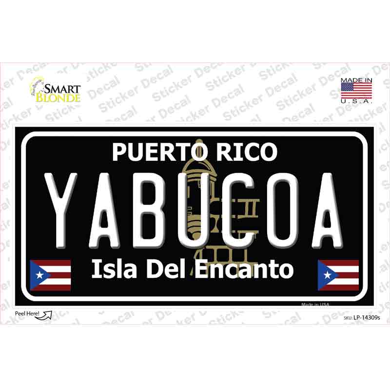 Yabucoa Puerto Rico Black Novelty Sticker Decal Small