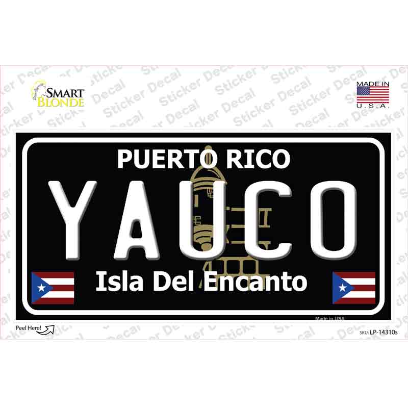 Yauco Puerto Rico Black Novelty Sticker Decal Small