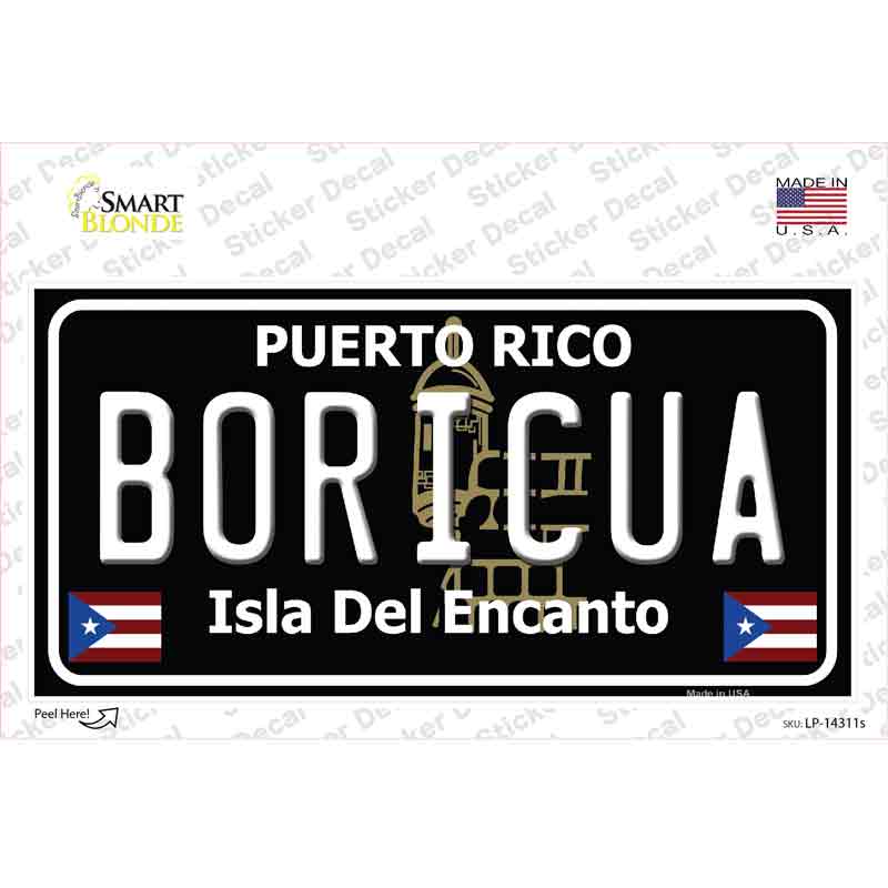 Boricua Puerto Rico Black Novelty Sticker Decal Small