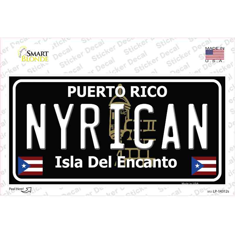 Nyrican Puerto Rico Black Novelty Sticker Decal Small