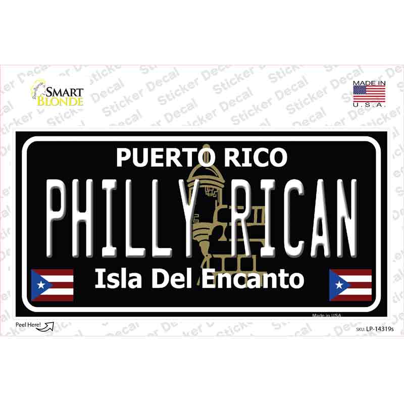 Philly Rican Puerto Rico Black Novelty Sticker Decal Small