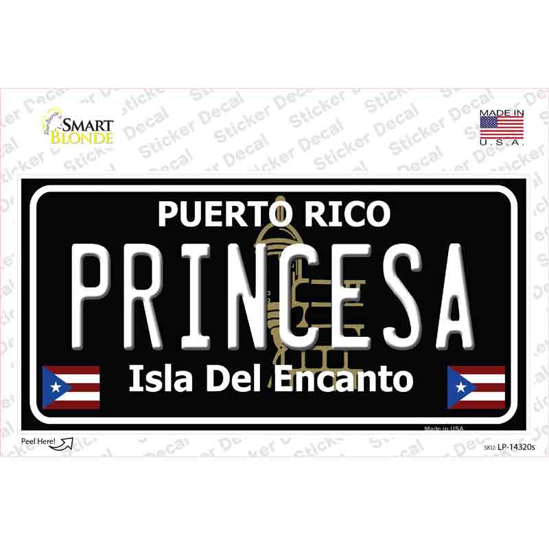 Princesa Puerto Rico Black Novelty Sticker Decal Small