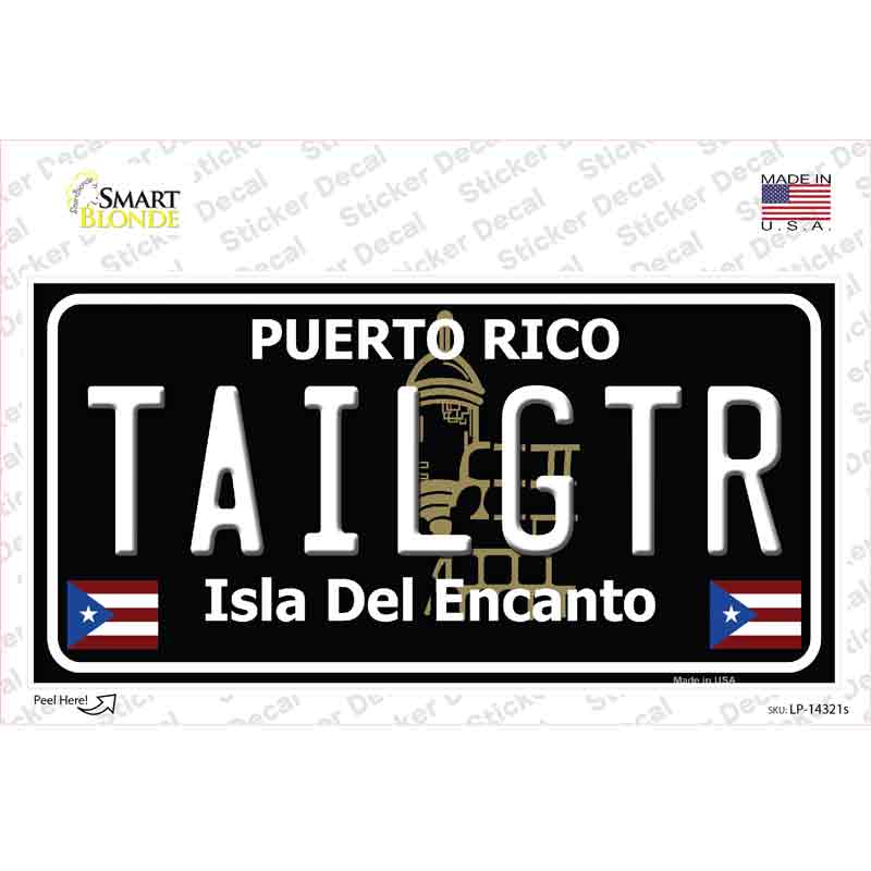 Tailgtr Puerto Rico Black Novelty Sticker Decal Small