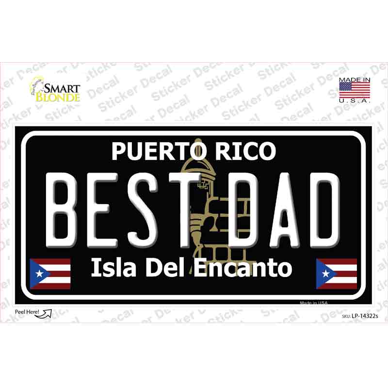 Best Dad Puerto Rico Black Novelty Sticker Decal Small