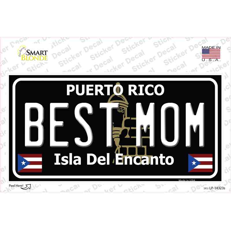 Best Mom Puerto Rico Black Novelty Sticker Decal Small