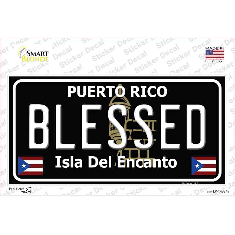 Blessed Puerto Rico Black Novelty Sticker Decal Small