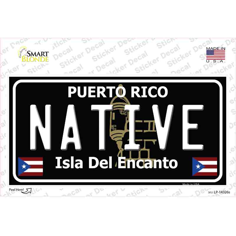 Native Puerto Rico Black Novelty Sticker Decal Small