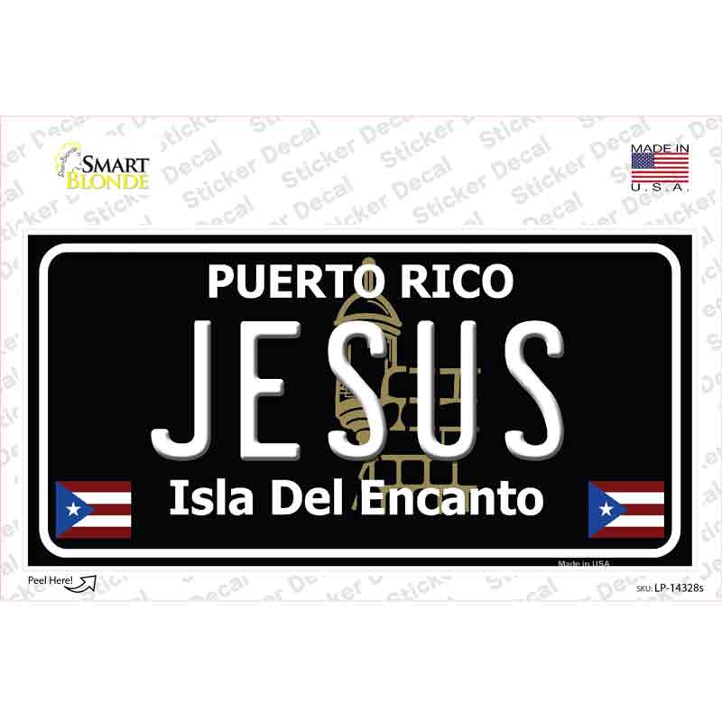 Jesus Puerto Rico Black Novelty Sticker Decal Small