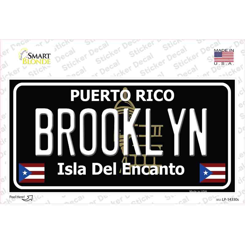 Brooklyn Puerto Rico Black Novelty Sticker Decal Small