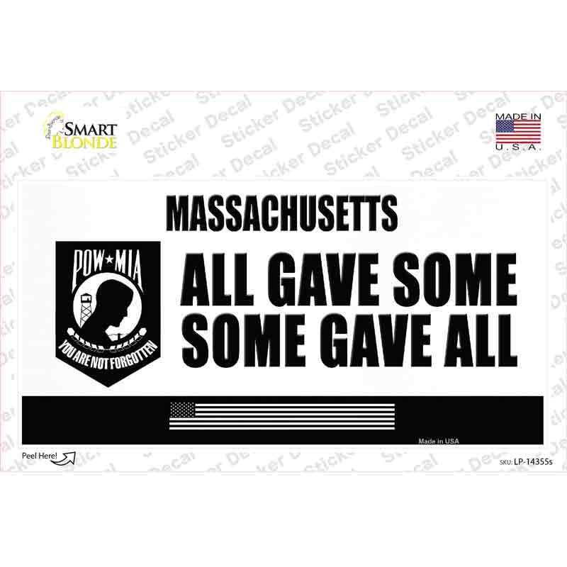 Massachusetts POW MIA Some Gave All Novelty Sticker Decal