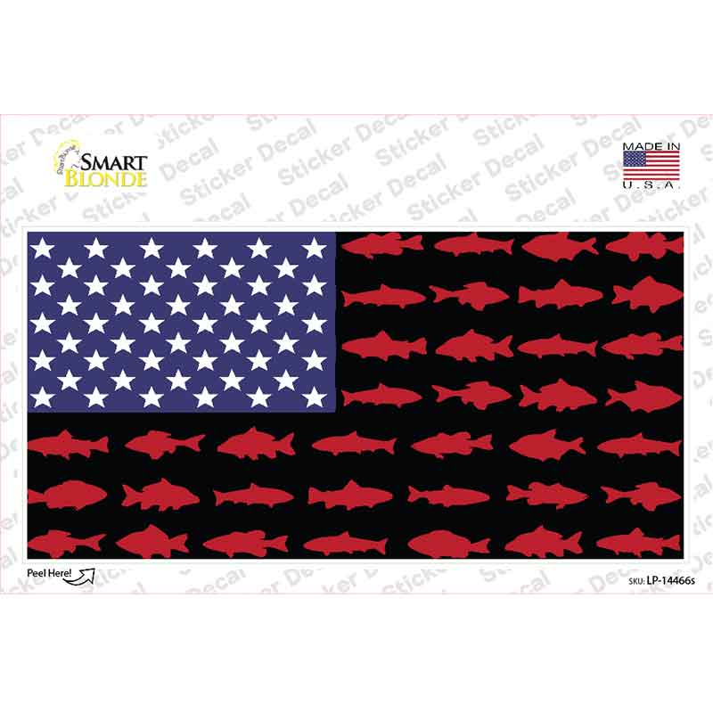 Fishermans American Flag Novelty Sticker Decal LP-14466s