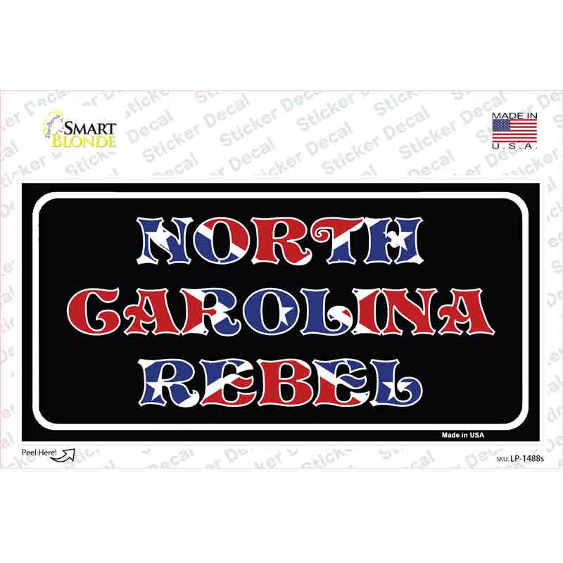 North Carolina Rebel Novelty Sticker Decal Small