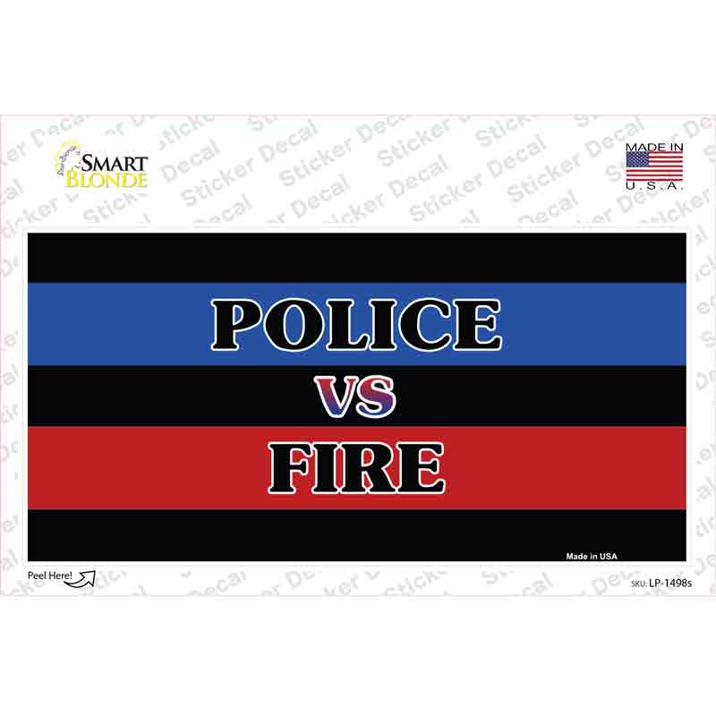 Police Vs. Fire Novelty Sticker Decal Small