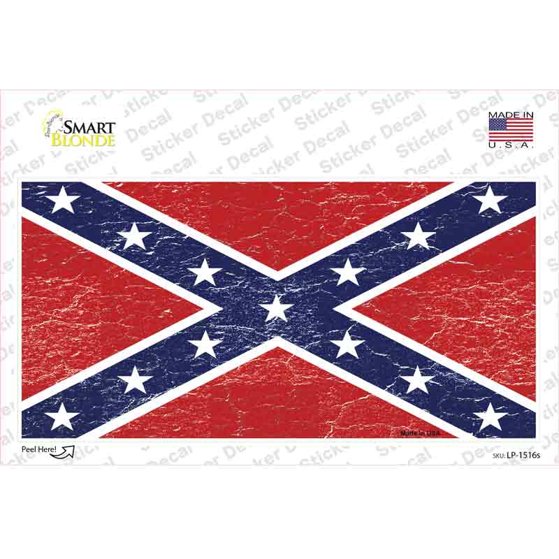 Distressed Confederate Flag Novelty Sticker Decal Small