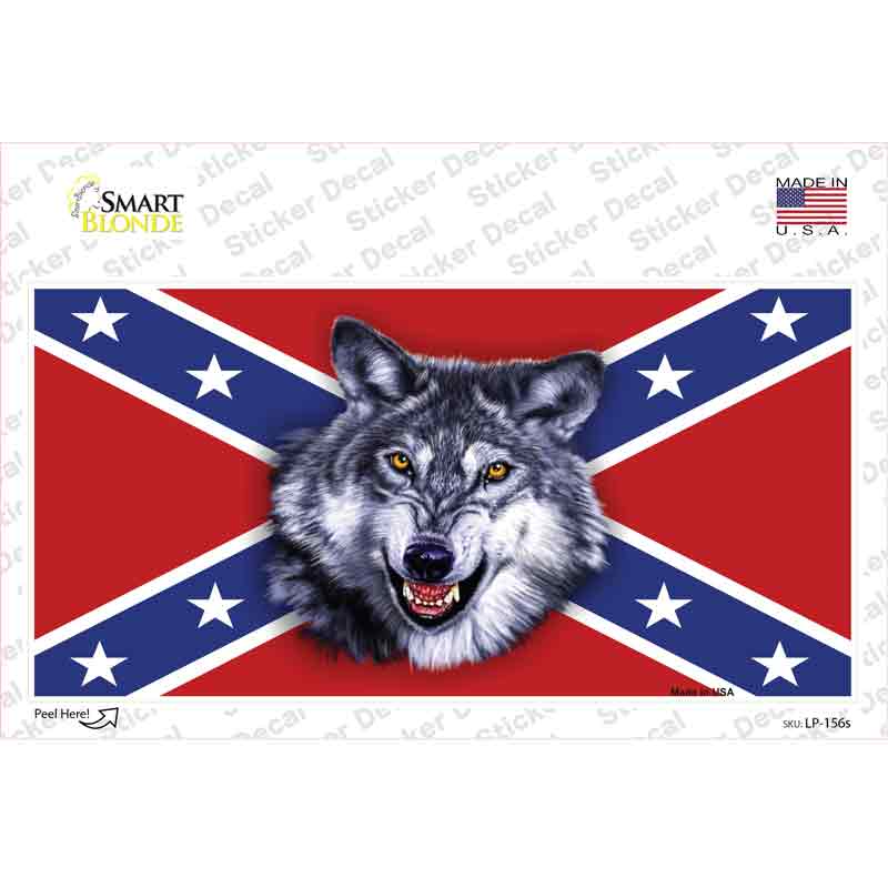 Confederate Flag Wolf Head Novelty Sticker Decal Small