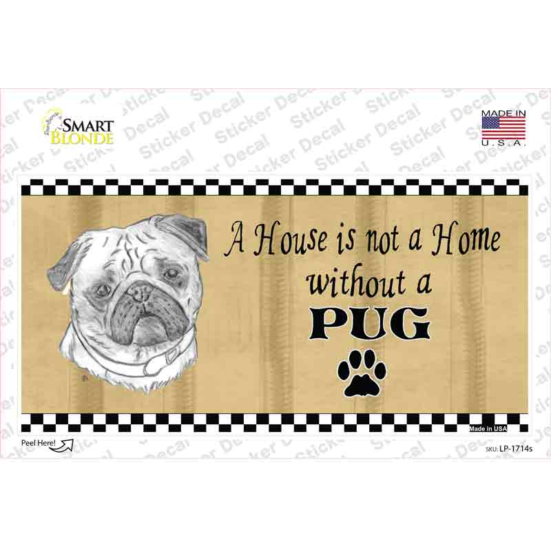 Pencil Sketch Pug Novelty Sticker Decal Small