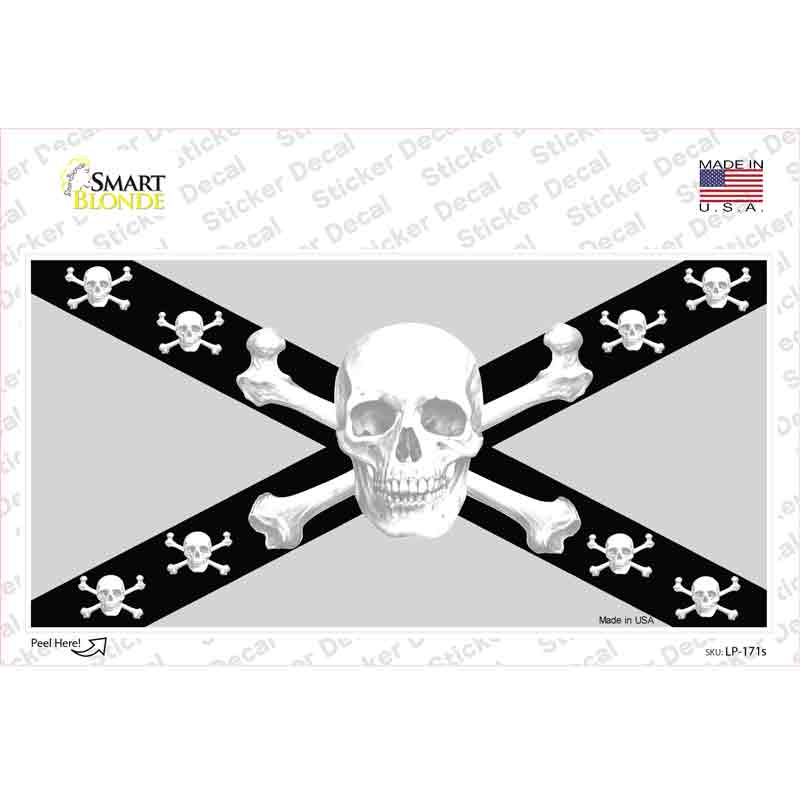 Skull Black & Silver Novelty Sticker Decal Small