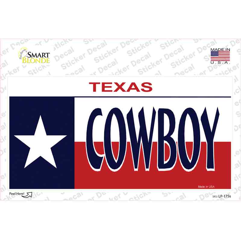 Cowboy Texas Flag Novelty Sticker Decal Small