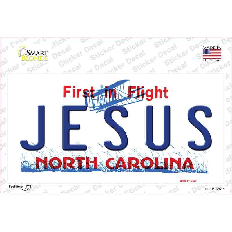 Jesus North Carolina Novelty Sticker Decal Small