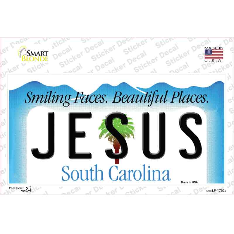 Jesus South Carolina Background Novelty Sticker Decal Small