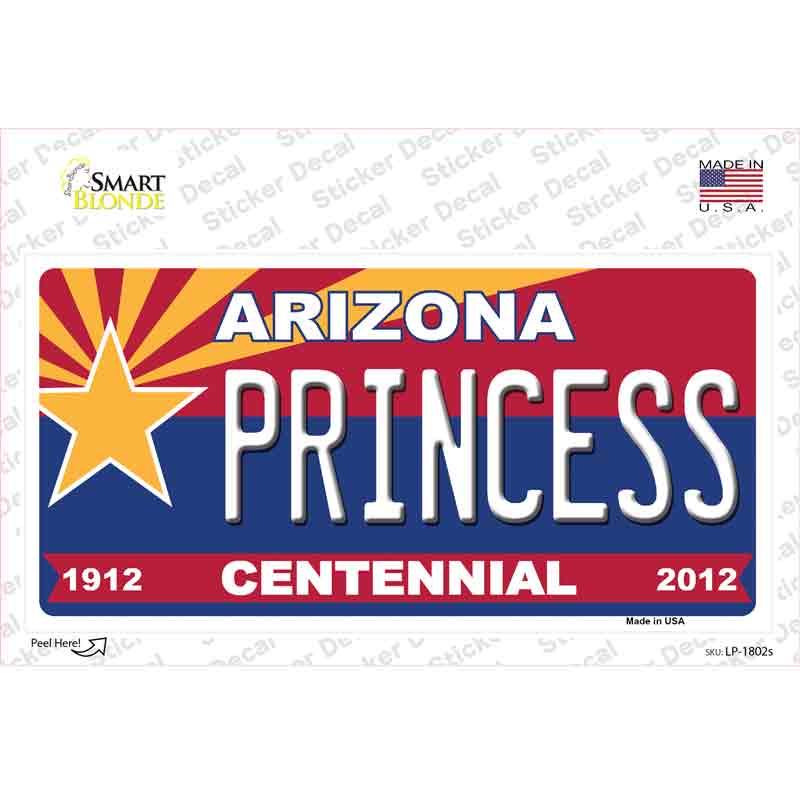 Arizona Centennial Princess Novelty Sticker Decal Small