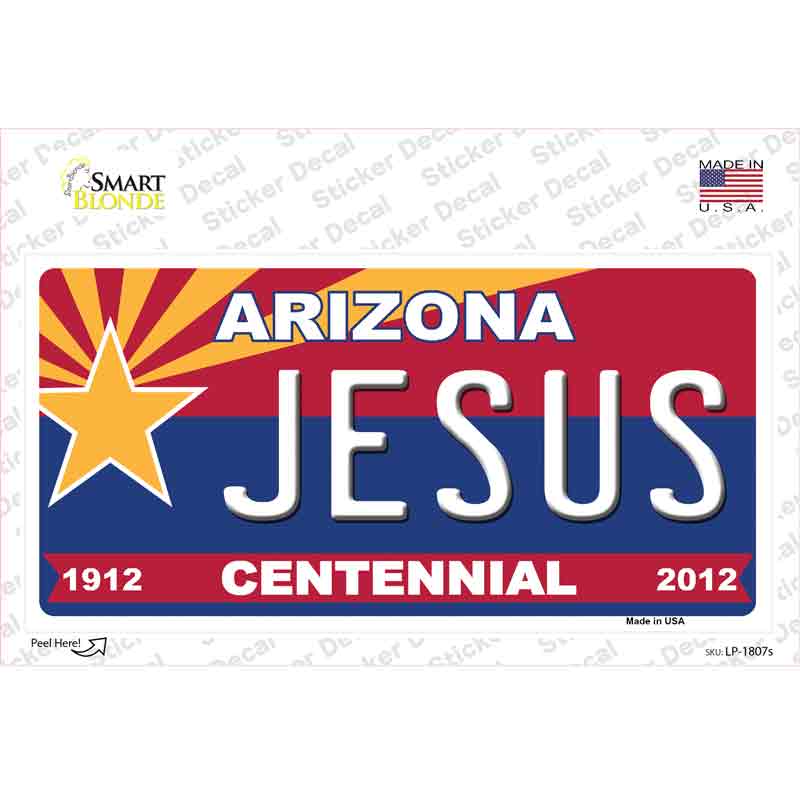 Arizona Centennial Jesus Novelty Sticker Decal Small