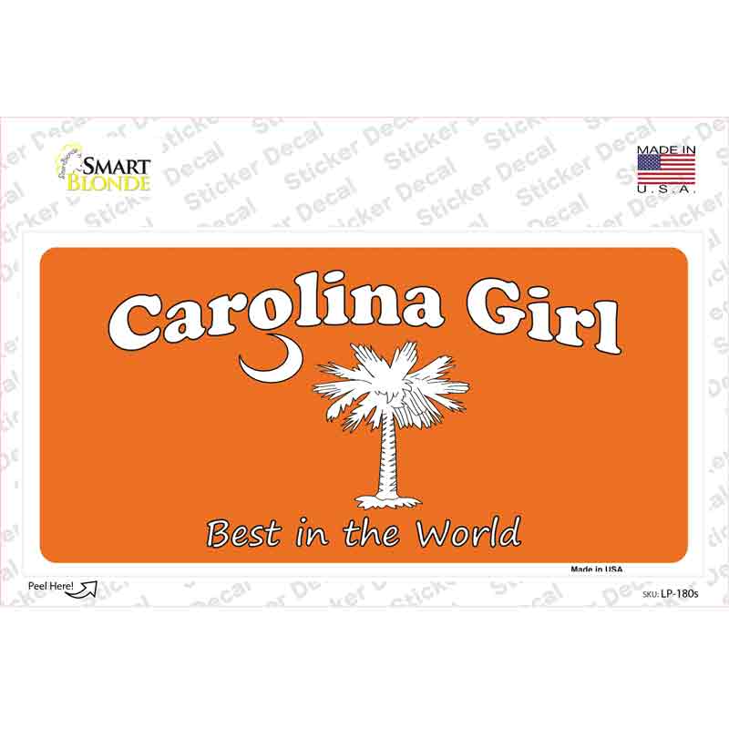 Carolina Girl Orange Novelty Sticker Decal Small