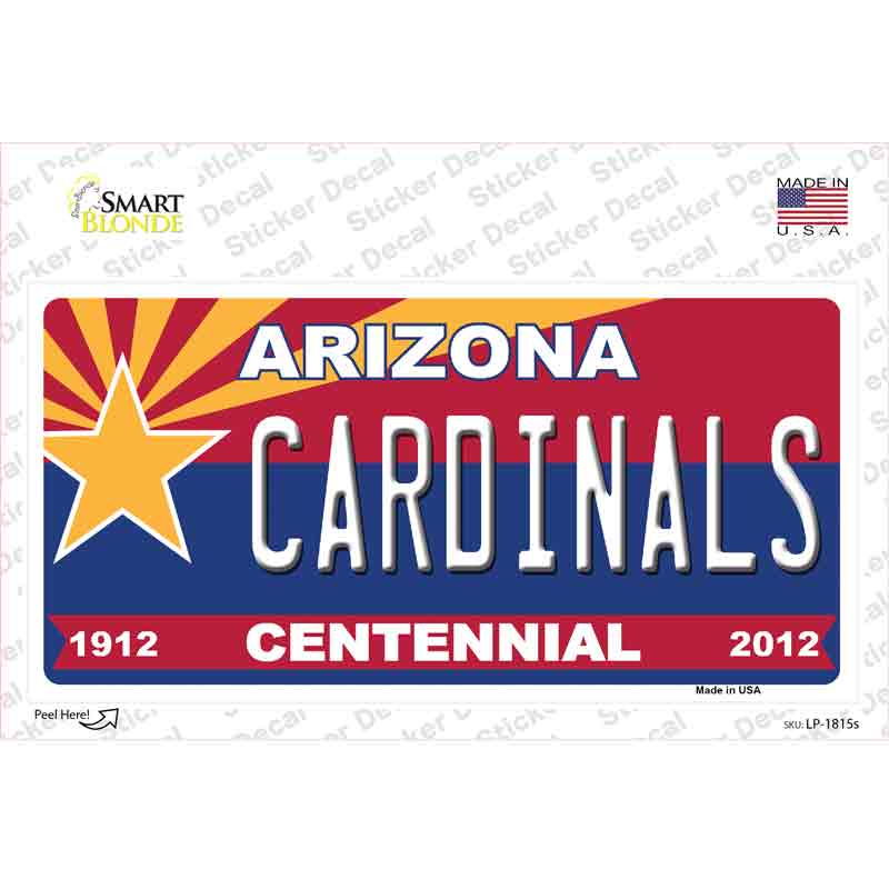 Arizona Centennial Cardinals Novelty Sticker Decal Small