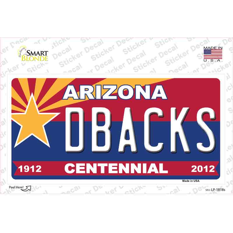 Arizona Centennial Dbacks Novelty Sticker Decal Small