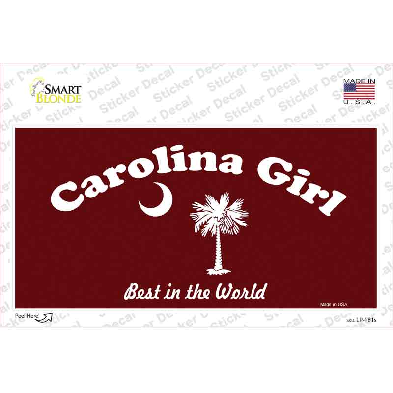 Carolina Girl Burgundy Novelty Sticker Decal Small