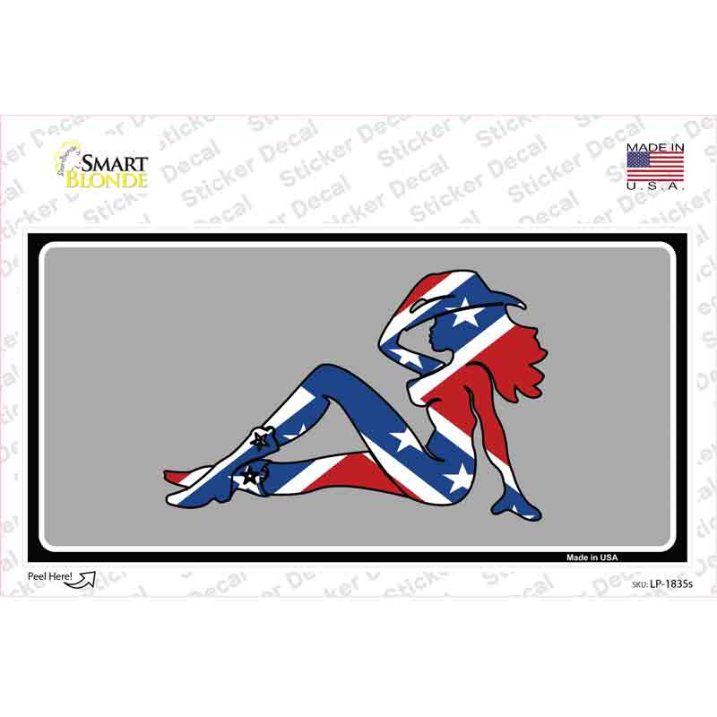 Confederate Flag Mud Flap Girl Novelty Sticker Decal