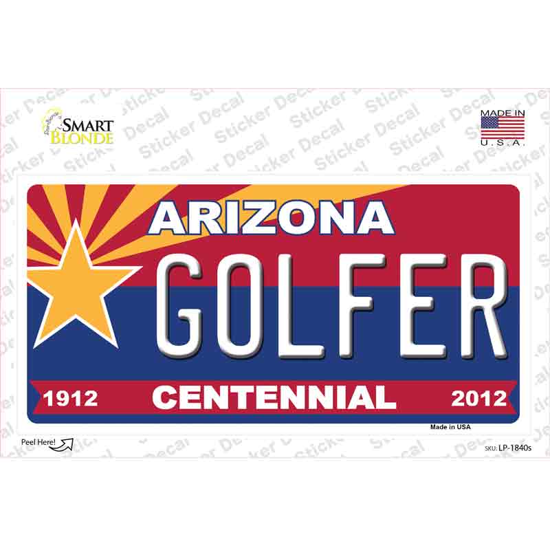 Arizona Centennial Golfer Novelty Sticker Decal Small